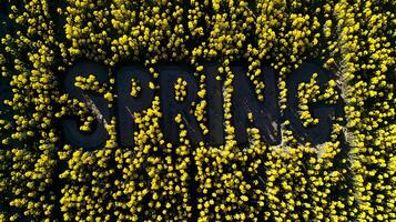 AI generated Spring text effect style with leaves and flowers for design Spring discount sale post photo