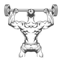 Boy Gym holding dumble and showing fitness body back side vector design