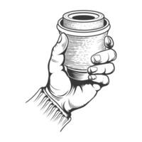 Holding a coffee cup with hand wrist vector design