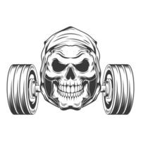 Gym skull with a dumble vector design