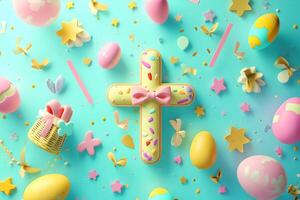 AI generated Cross symbol of the death and resurrection Happy Easter background photo