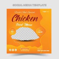 delicious chicken food menu social media post with an attractive red and yellow background vector