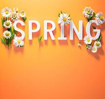 AI generated Floral Spring text with copy space for design Happy Spring poster photo