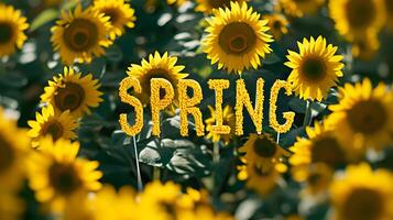 AI generated Decorative floral spring text effect for design Happy spring post photo