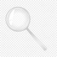 Magnifying glass in cartoon style. Searching, researching with lupe, magnifier tool. Discovery, analysis, scrutiny concept vector