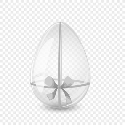 Glass egg with gray bow. Easter egg card. For postcard, card, invitation, poster, banner template lettering typography. Seasons Greetings. Vector illustration