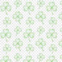 Seamless pattern green clover leaf. St Patrick's Day symbol, Irish lucky shamrock. Endless repeated backdrop, texture, wallpaper vector