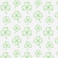 Seamless pattern green clover leaf. St Patrick's Day symbol, Irish lucky shamrock. Endless repeated backdrop, texture, wallpaper vector