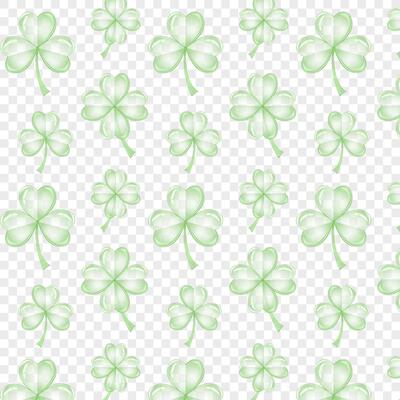 Seamless pattern green clover leaf. St Patrick's Day symbol, Irish lucky shamrock. Endless repeated backdrop, texture, wallpaper