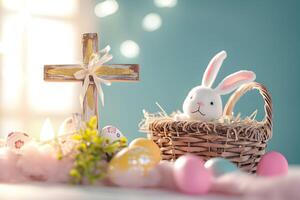 AI generated Cross symbol of the death and resurrection Happy Easter background photo