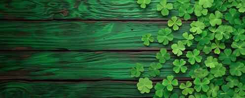 AI generated Clover Shamrock St. Patrick s Day copy space banner for your design Patrick day card photo