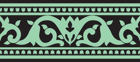 Vector black and green seamless turkish ornament. Endless ottoman national border, frame