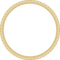 Vector round golden border ornament. Native American tribes framework, circle.