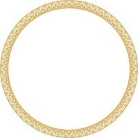 Vector round golden border ornament. Native American tribes framework, circle.