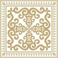 Vector gold square Yakut ornament. An endless rectangular border, a frame of the northern peoples of the Far East