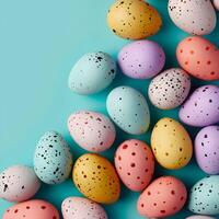 AI generated Easter eggs painted in different colors Happy Easter background photo