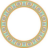 Vector colored round classical ornament of the renaissance era. Circle, ring european border, revival style frame