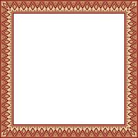 Vector gold with red square national Indian patterns. National ethnic ornaments, borders, frames. colored decorations of the peoples of South America, Maya, Inca, Aztecs