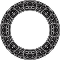 Vector monochrome black round Yakut ornament. Endless circle, border, frame of the northern peoples of the Far East
