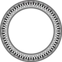 Vector black monochrome round classic greek meander ornament. Pattern, circle of Ancient Greece. Border, frame, ring of the Roman Empire