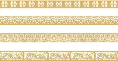 Vector set of golden Native American national borders. frames in the style of the Aztecs, Mayans, Incas.