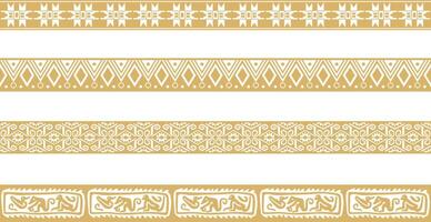 Vector set of golden Native American national borders. frames in the style of the Aztecs, Mayans, Incas.