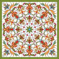 Vector pattern for stained glass yellow pattern for glass door window or ceiling. lace ornament for shawl and fabric