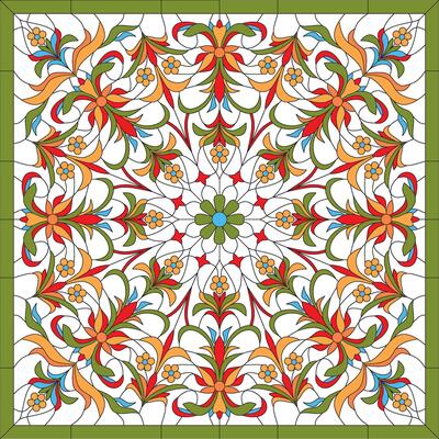 Vector pattern for stained glass yellow pattern for glass door window or ceiling. lace ornament for shawl and fabric