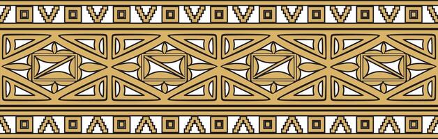 Vector seamless golden border ornament. Native American tribes framework.