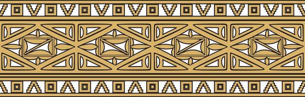 Vector seamless golden border ornament. Native American tribes framework.