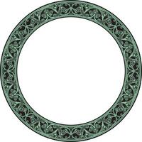 vector verde redondo oriental ornamento. Arábica estampado circulo de irán, Irak, pavo, Siria. persa marco, borde.