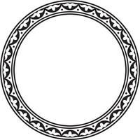 Vector black monochrome round Kazakh national ornament. Ethnic pattern of the peoples of the Great Steppe, .Mongols, Kyrgyz, Kalmyks, Buryats. circle, frame border