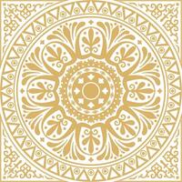 Vector gold square classical ornament of Ancient Greece and Roman Empire. Tile, Arabesque, Byzantine pattern.