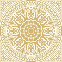 Vector gold square classical ornament of Ancient Greece and Roman Empire. Tile, Arabesque, Byzantine pattern.