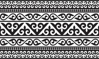 Vector monochrome seamless Kazakh national ornament, yurt decoration. Endless black border, frame of the nomadic peoples of the Great Steppe. For sandblasting, laser and plotter cutting.