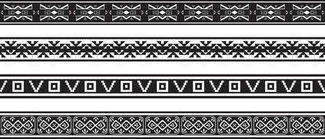 Vector set of seamless monochrome national native american ornaments. Endless ethnic black borders, frames of the peoples of America, Aztec, Maya, Incas. For sandblasting, plotter and laser cutting.