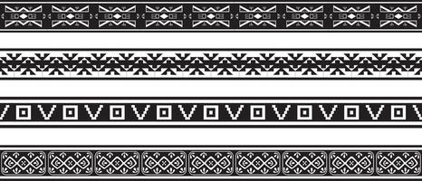 Vector set of seamless monochrome national native american ornaments. Endless ethnic black borders, frames of the peoples of America, Aztec, Maya, Incas. For sandblasting, plotter and laser cutting.