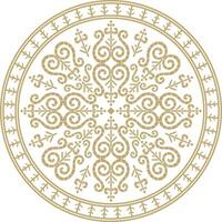 Vector gold round Yakut ornament. Endless circle, border, frame of the northern peoples of the Far East