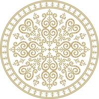 Vector gold round Yakut ornament. Endless circle, border, frame of the northern peoples of the Far East