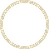 Vector round gold classic frame. Greek wave meander. Patterns of Greece and ancient Rome. Circle european border