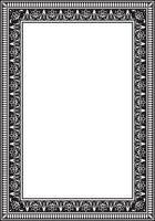 Vector square monochrome black Indian national ornament. Ethnic plant border. Flowers frame. Poppies and leaves