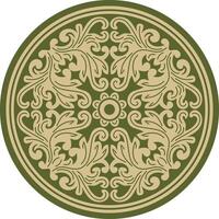 Vector green with black round ancient Byzantine ornament. Classical circle of the Eastern Roman Empire, Greece. Pattern motifs of Constantinople