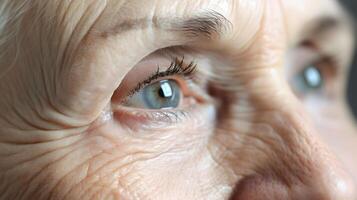 AI generated Close up of an elderly womans eye photo