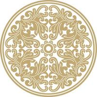 Vector golden round ancient Byzantine ornament. Classical circle of the Eastern Roman Empire, Greece. Pattern motifs of Constantinople