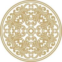 Vector golden round ancient Byzantine ornament. Classical circle of the Eastern Roman Empire, Greece. Pattern motifs of Constantinople