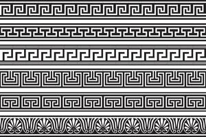 Set of vector monochrome seamless greek classic ornament. Pattern for a border and a frame. Ancient Greece and the Roman Empire. Endless black meander