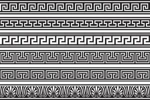 conjunto de vector monocromo sin costura griego clásico ornamento. modelo para un frontera y un marco. antiguo Grecia y el romano imperio. interminable negro meandro