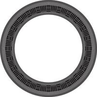 Vector monochrome black round Egyptian ornament. Endless Circle, Ring of Ancient Egypt. Geometric African frame