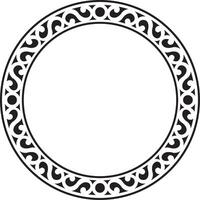 Vector Yakut round monochrome frame. Ornamental circle of the northern peoples of the tundra Suitable for sandblast, laser and plotter cutting.
