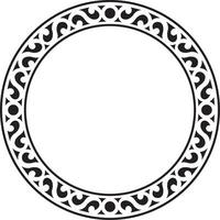 Vector Yakut round monochrome frame. Ornamental circle of the northern peoples of the tundra Suitable for sandblast, laser and plotter cutting.